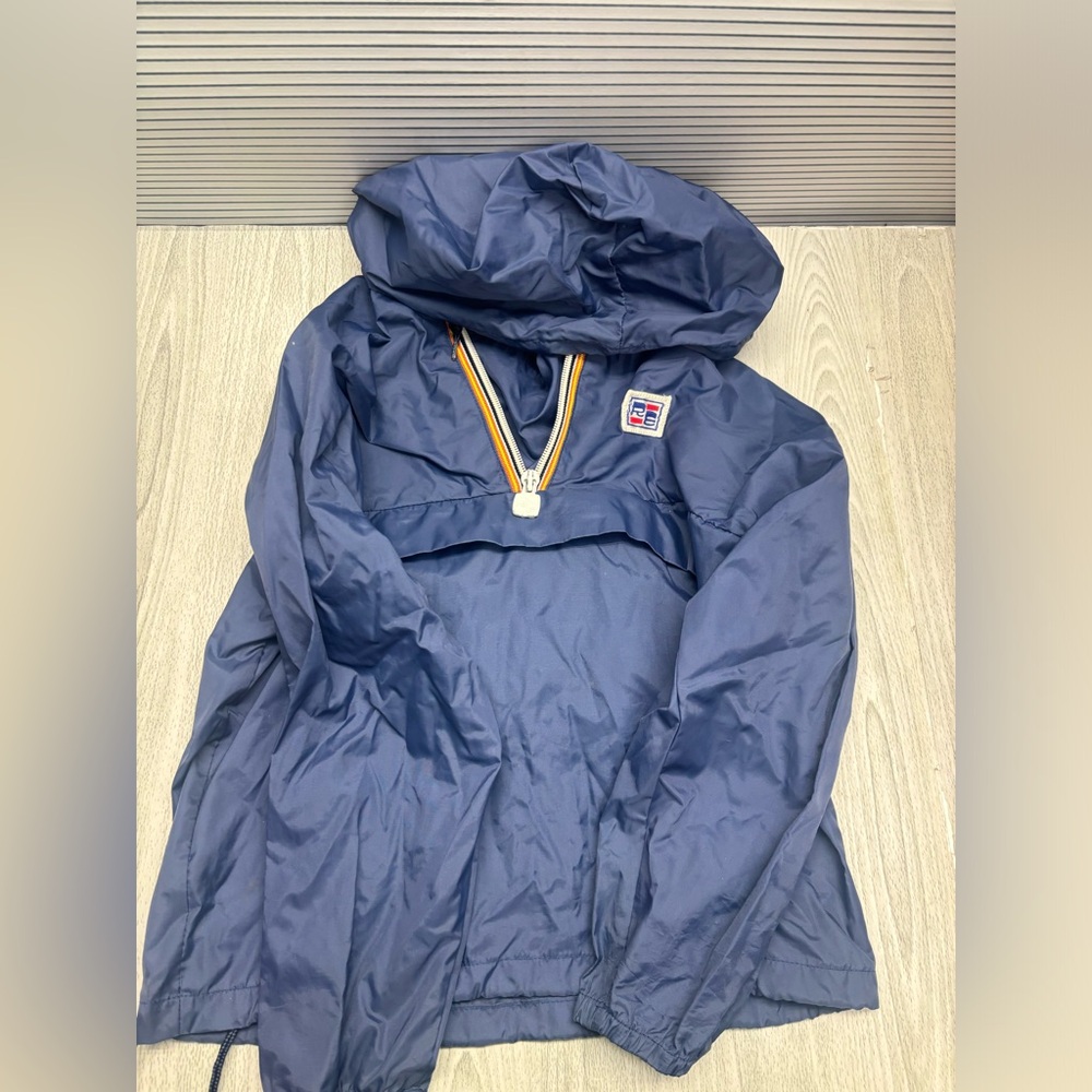 Rally Express Vtg 90s Nylon Pullover Windbreaker Jacket -Kids Size 6- Hood Pouch